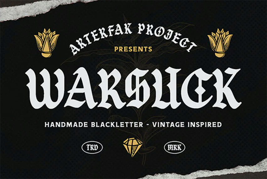 Warsuck - Hand Drawn Blackletter Font (OTF, TTF)