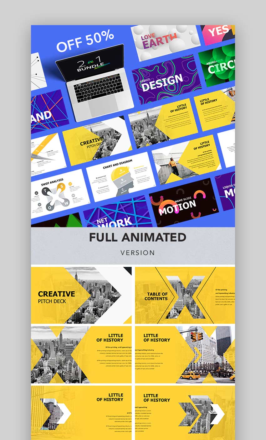 Paquete creativo de animaciones PPT, diapositivas animadas