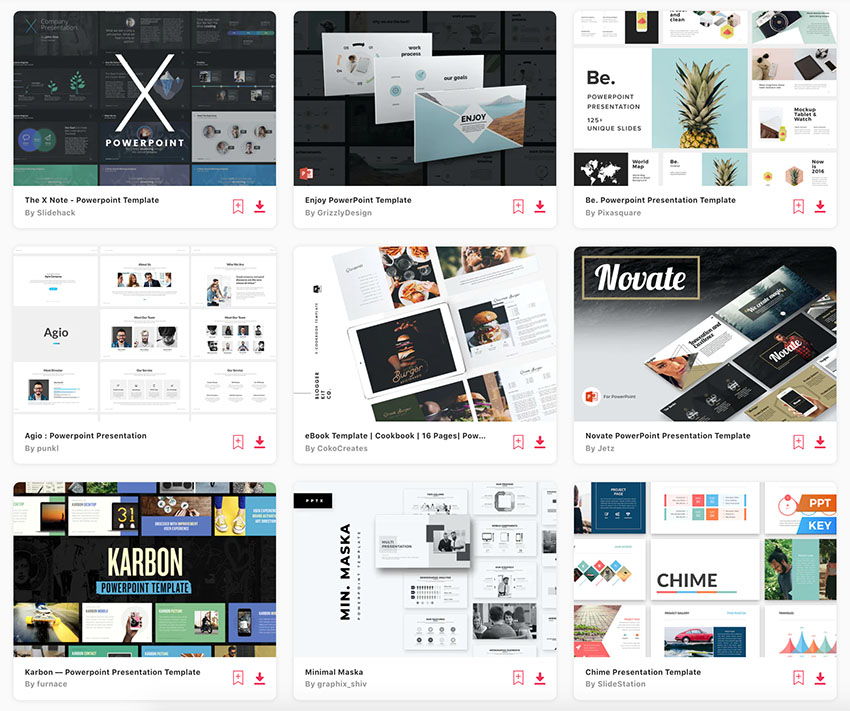 Algunas de las mejores plantillas para PowerPoint en Envato Elements.