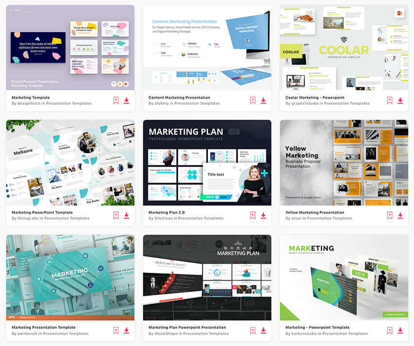Enjoy unlimited access to thousands of marketing PowerPoint templates from Envato Elements.
