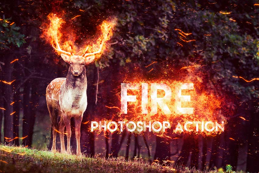 Fire Effect Photoshop Action (ABR, ATN)