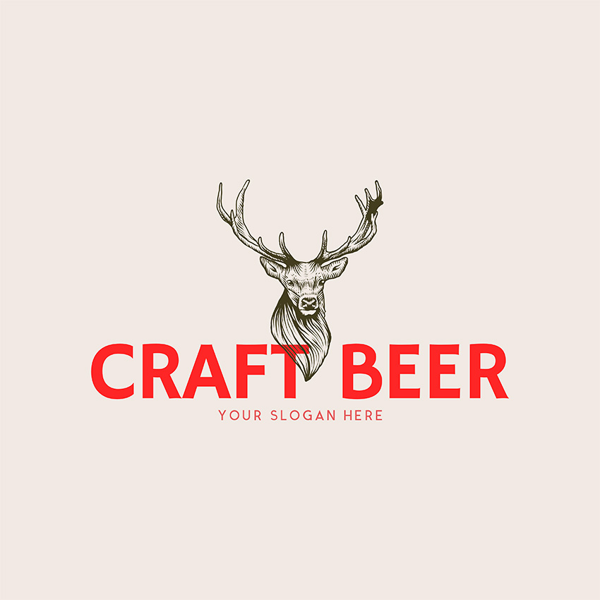 Logotipo de Cabeza de Ciervo para una Marca de Cerveza Artesanal