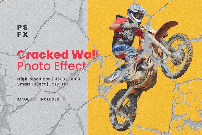 Cracked Wall Photo Effect (PSD, JPG)
