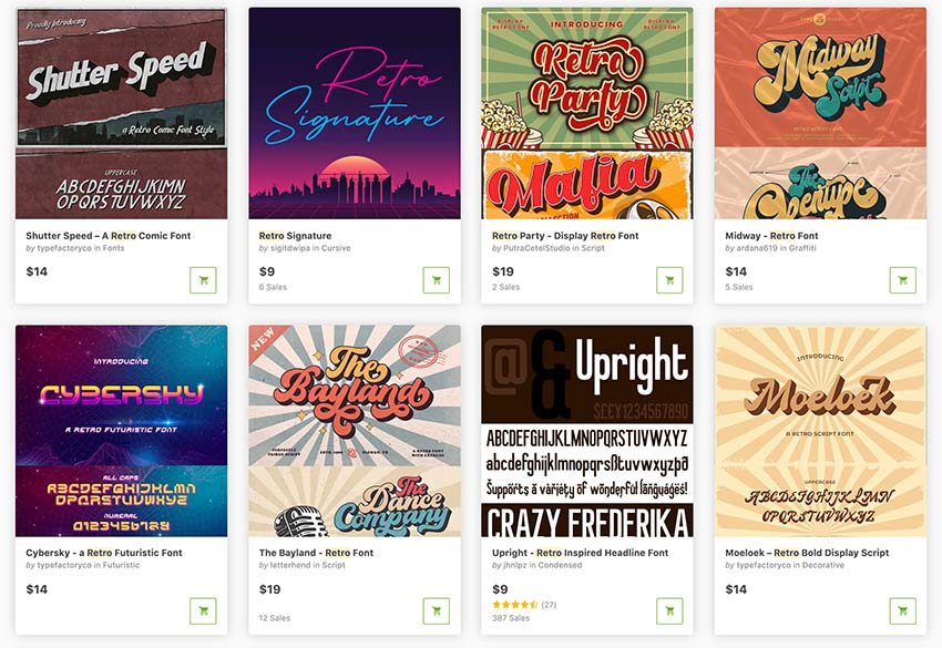 Buy retro vintage fonts one at a time from GraphicRiver.