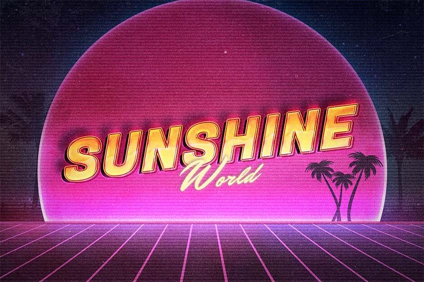 Retrowave Text Effect (PSD)