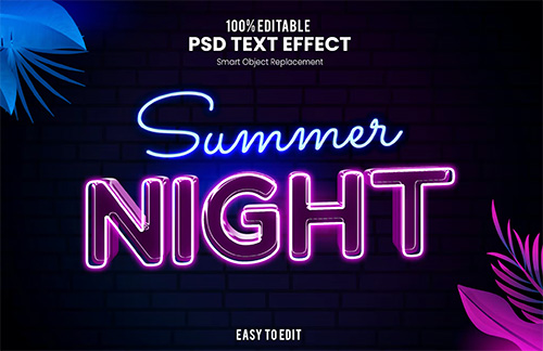 Summer Tropical Neon Text Effect Photoshop