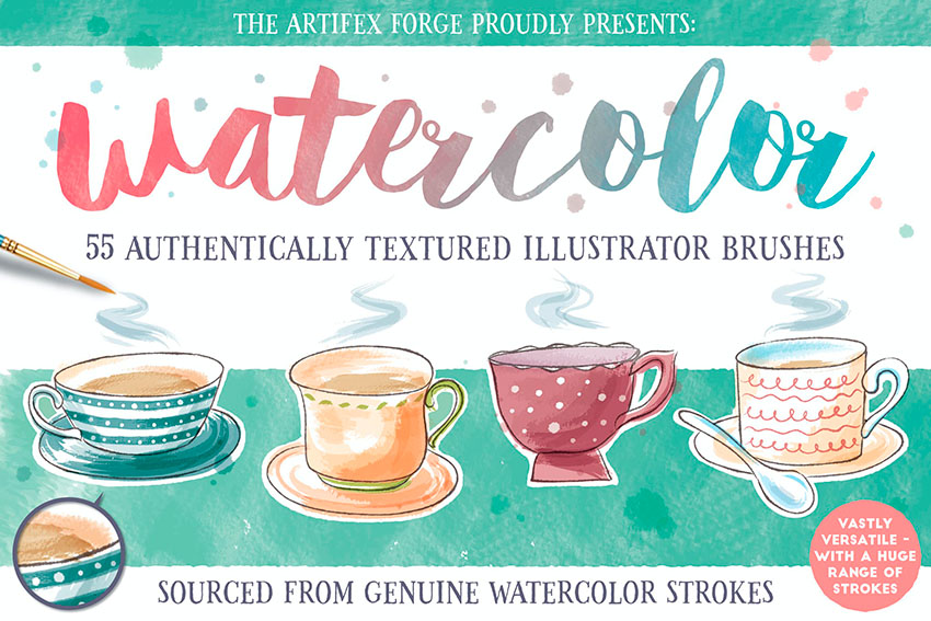 Watercolor Brush Illustrator Pack (AI)