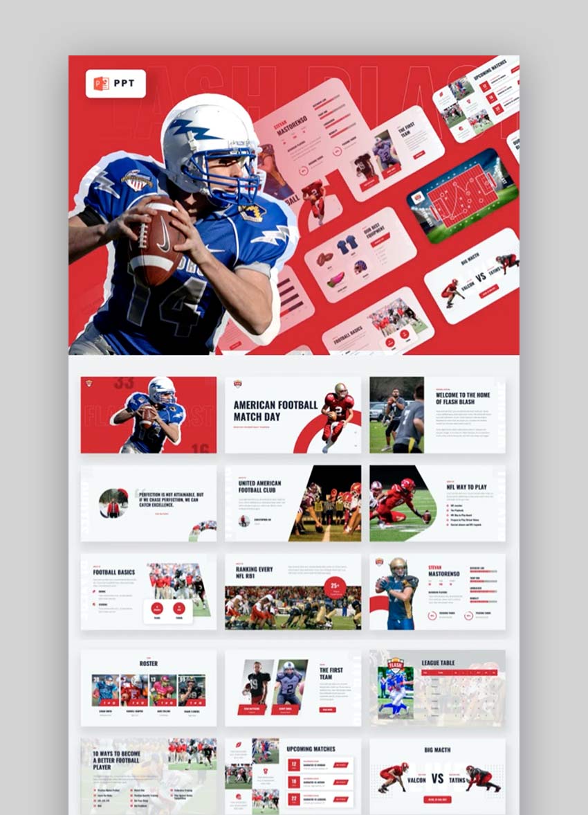 Flash Blast - Plantilla Deportiva de Fútbol Americano PowerPoint