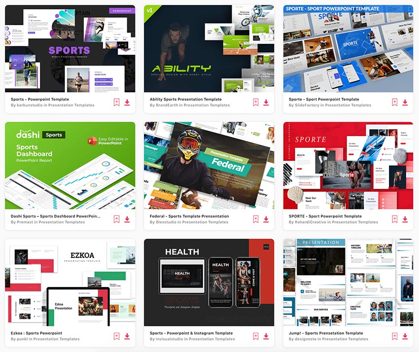 Einige der besten Sport PowerPoint Präsentationsvorlagen von Envato Elements.