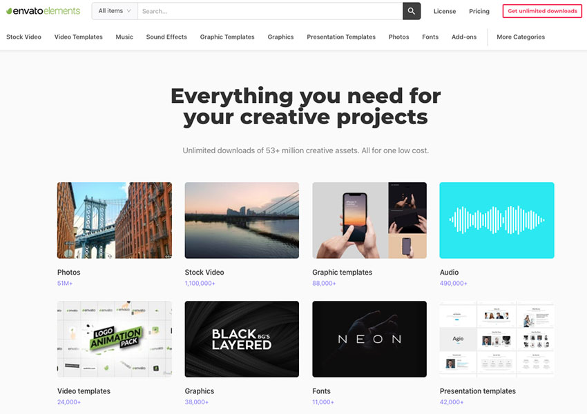 Envato Elements ofrece un estupendo servicio de suscripción por una módica tarifa mensual