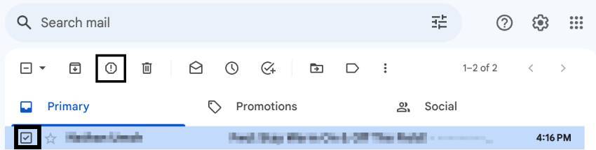 Report Spam icon in Gmail