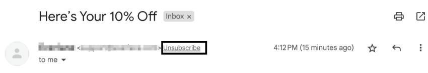 Use Gmail Search box to find unsubscribe emails step 4