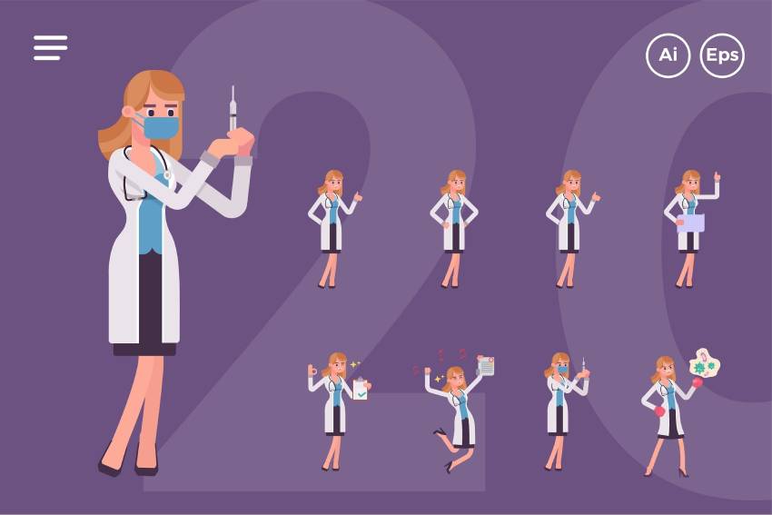 Female Doctor Character Set