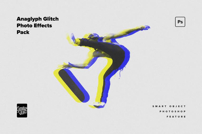 Anaglyph Glitch Photo Effects Pack