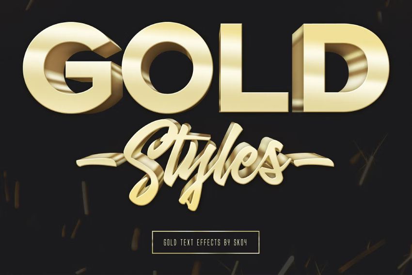 3D Gold Text Effects - 10 PSD