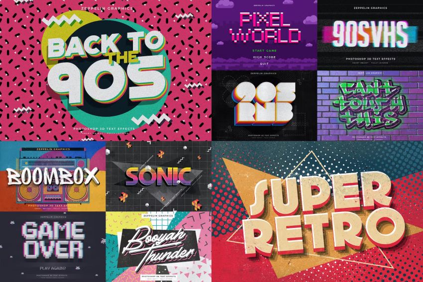 Vintage 90s Retro Text Effect