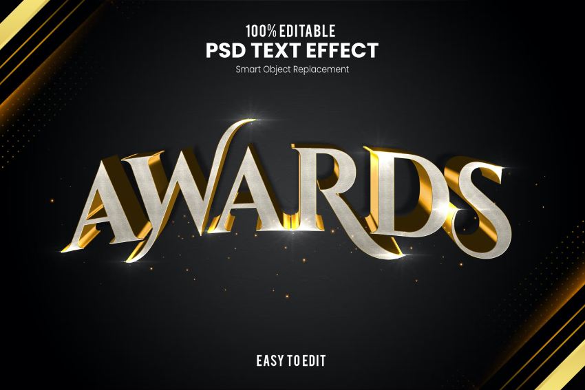 Awards - Elegant 3D PSD Text Effect