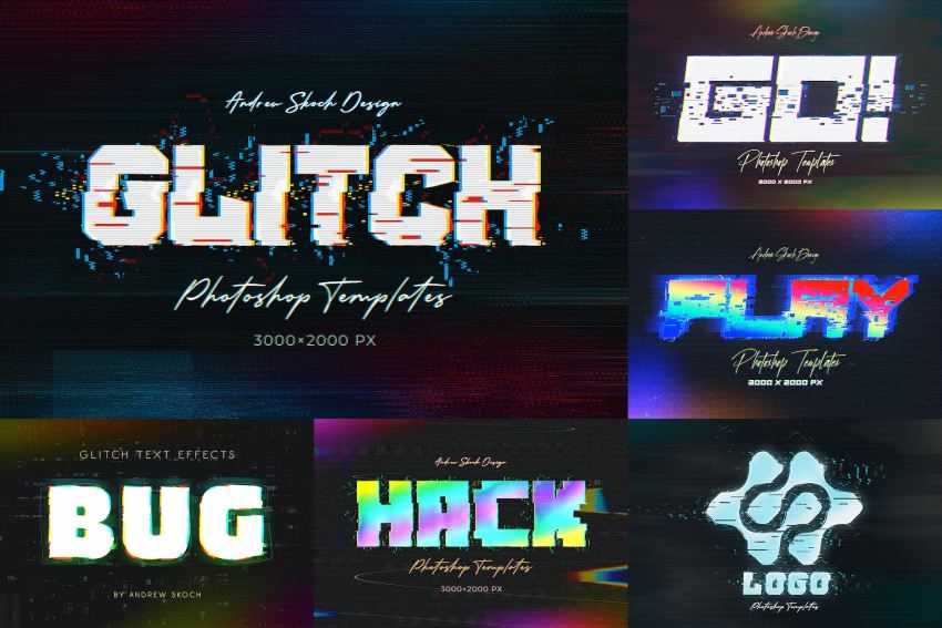Glitch Text or Logo Effects for Photoshop
