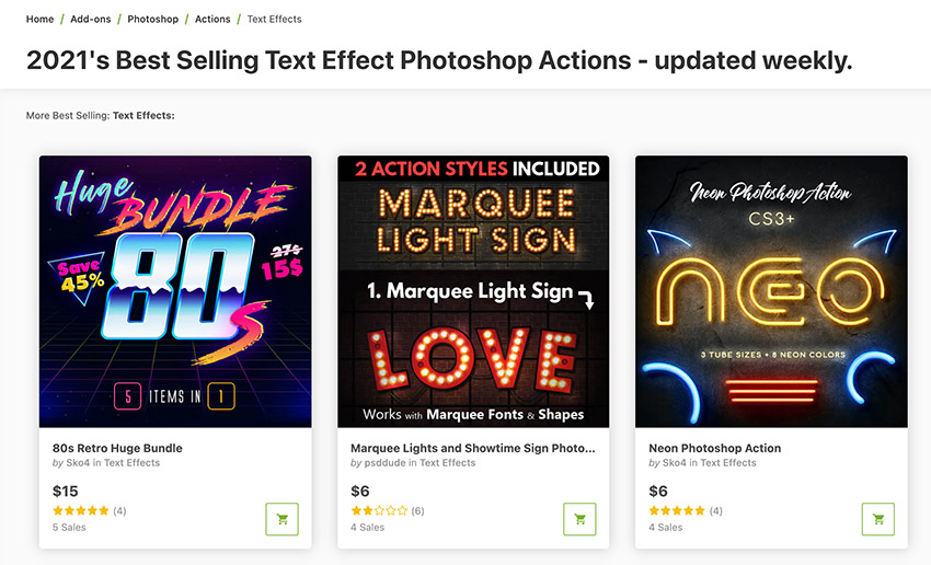 Photoshop Text Effect Actions on Envato Market
