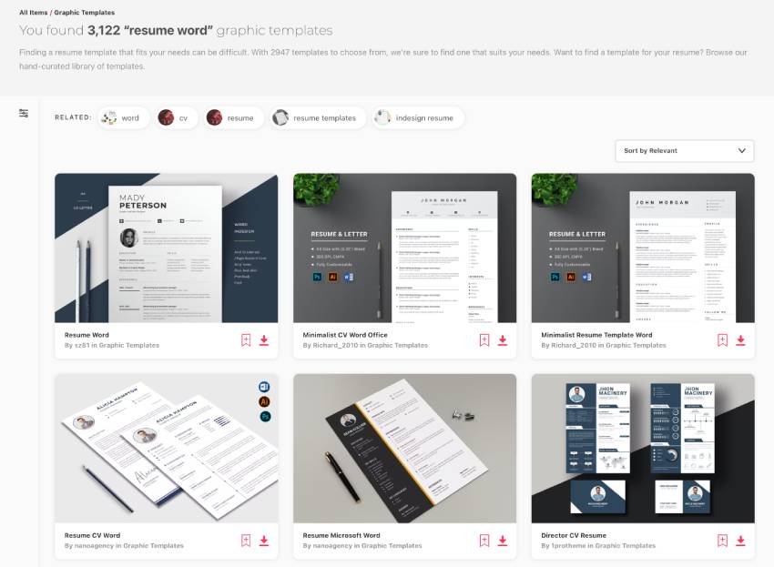 Professionelles Lebenslauf-Format Word DOC Vorlagen von Envato Elements