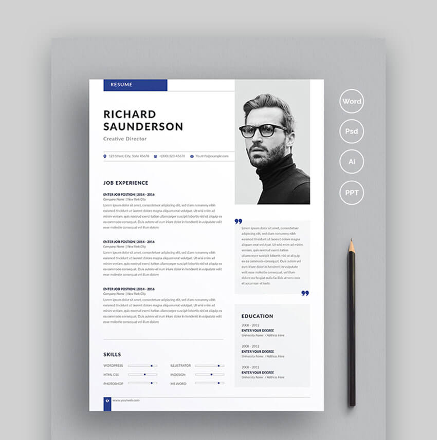 Einfacher kreativer Lebenslauf CV Format Word Vorlage