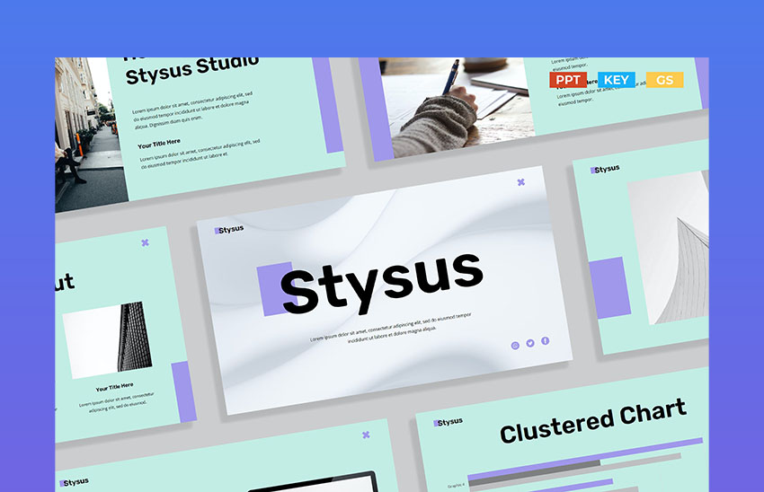 Stysus - Moderno Perfil Empresarial Limpio y Creativo en Azul y Morado