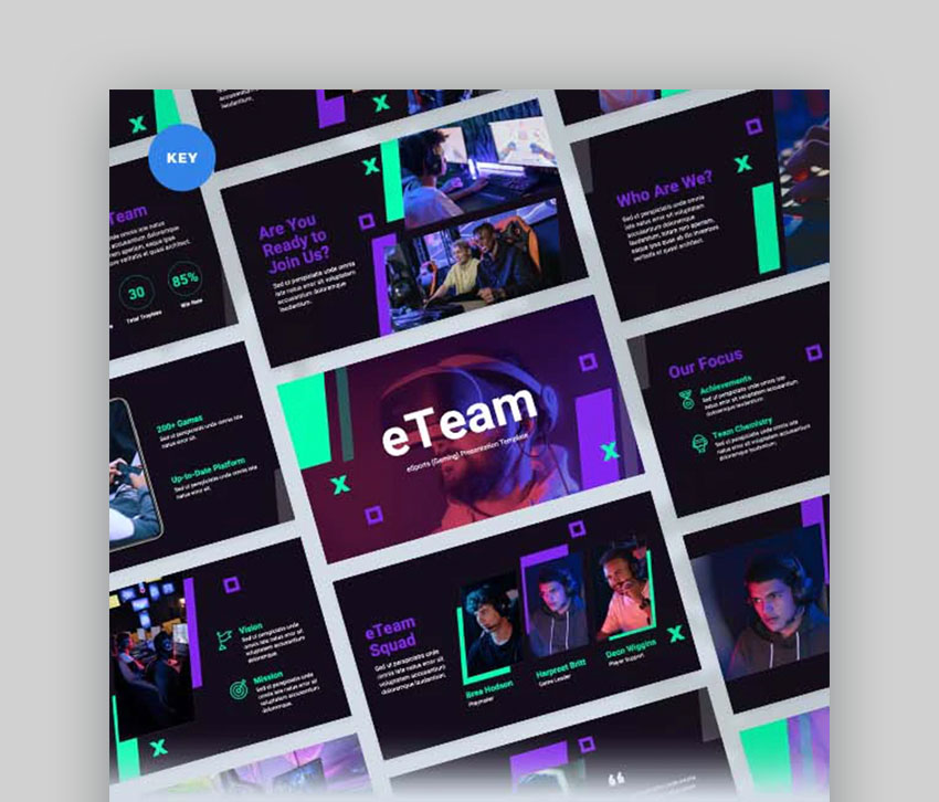 Plantilla de eSports (Videojuegos) de Keynote
