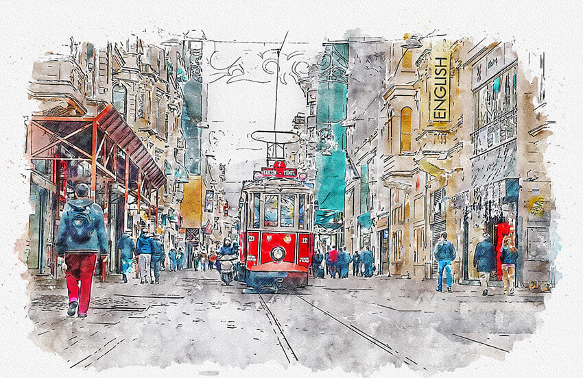 Urban Sketch - Aquarelleum - Photoshop Plugin