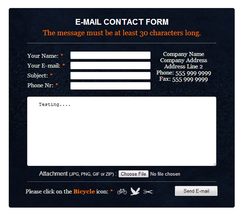 Easy Contact Form with Attachments PHP Contact Form Script