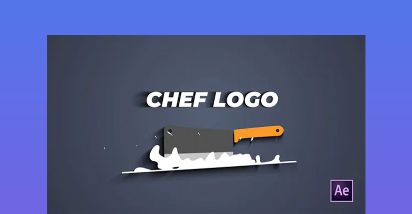 Logo de cuchillo de cocinero, vídeo de logo After Effects