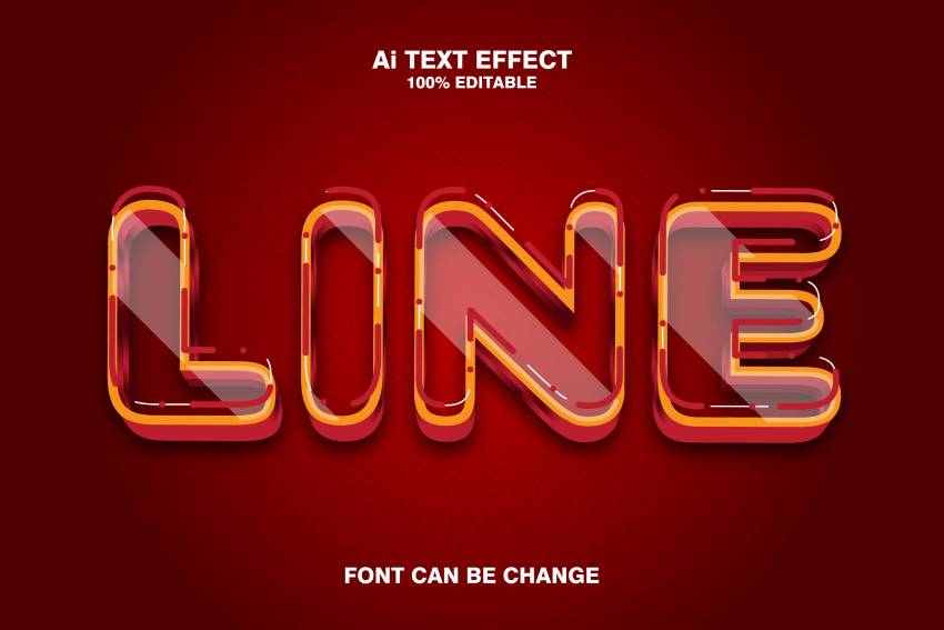 Line - Plantilla que te guía cómo hacer efecto de texto 3D sin necesidad de tutorial de Illustrator