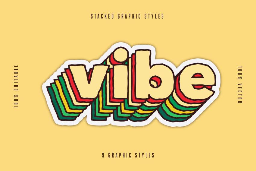  Conjunto de efectos de texto con franjas