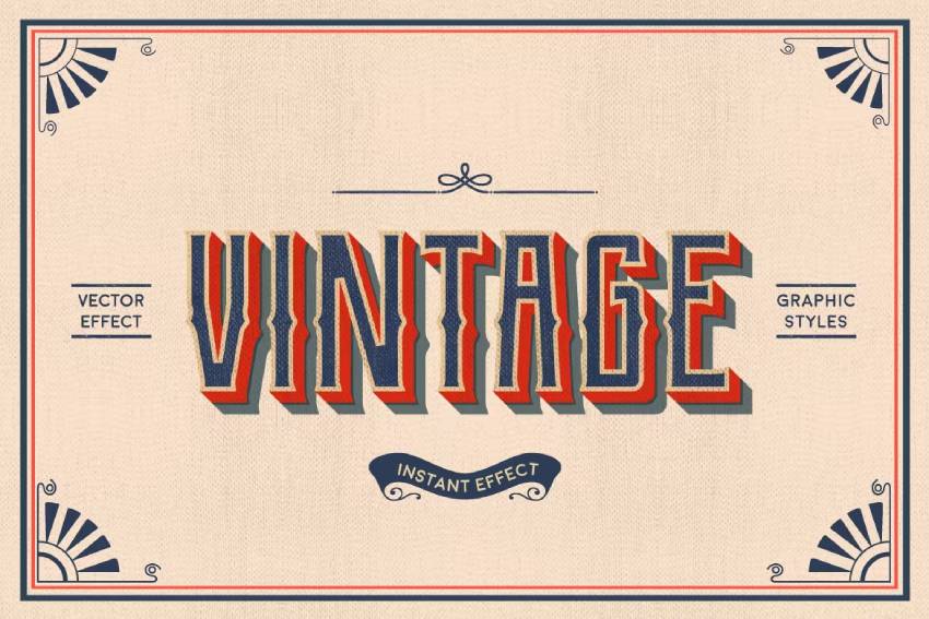 Geniales efectos de texto para Illustrator con estilo vintage