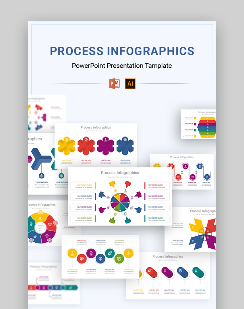 Plantillas de Infografías de Diagramas de Procesos en PowerPoint