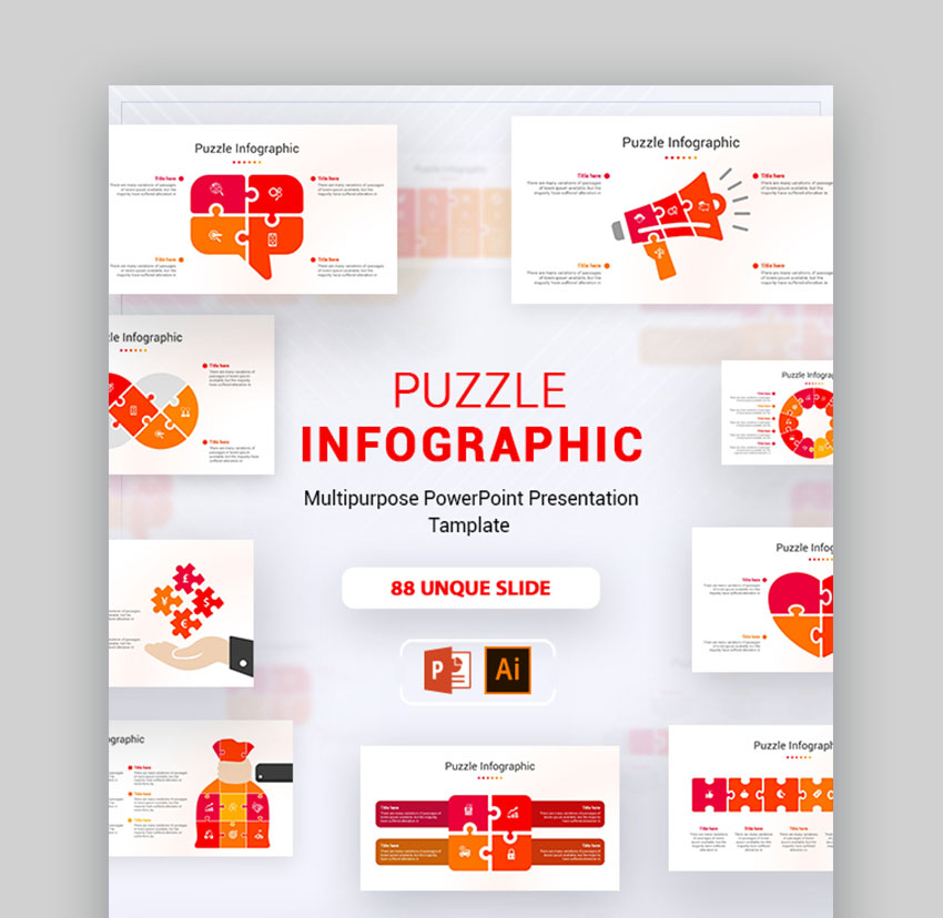 Plantilla de Infografía de Rompecabezas en PowerPoint