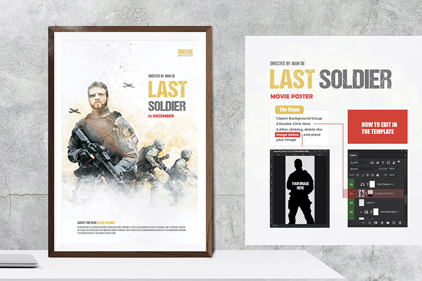 Last Soldier Action Drama Poster Design Template