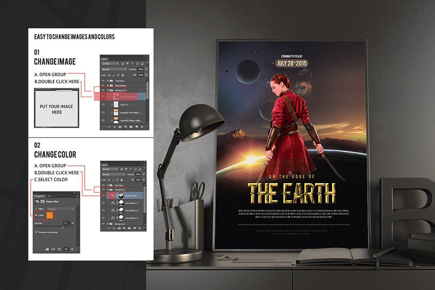 On the Edge of the Earth Adventure Drama Poster Design Template