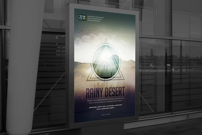 Rainy Desert Movie Poster Template PSD