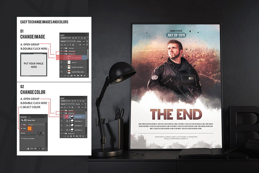 The End Movie Poster Template Photoshop Download