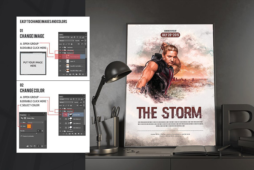 The Storm Movie Poster Template PSD Photoshop Download