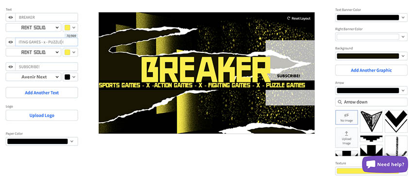 Customize YouTube Banner Maker for Gaming Channel