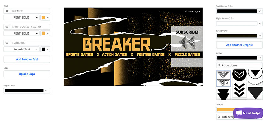 Customize YouTube Banner Maker for Gaming Channel