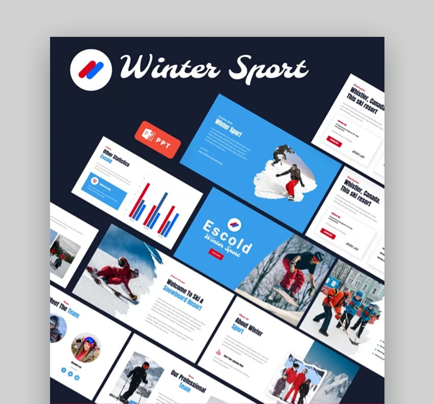 Escold - Plantilla de Deportes de Invierno en PowerPoint