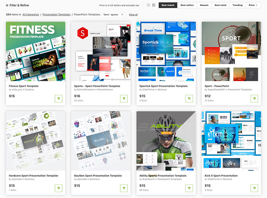 Revisa las plantillas de Presentación Deportiva disponibles en GraphicRiver