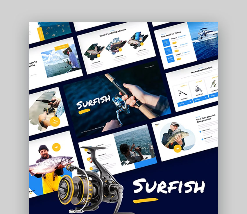 Surfish - Plantillas de Club Pesca y Pescadores en PowerPoint