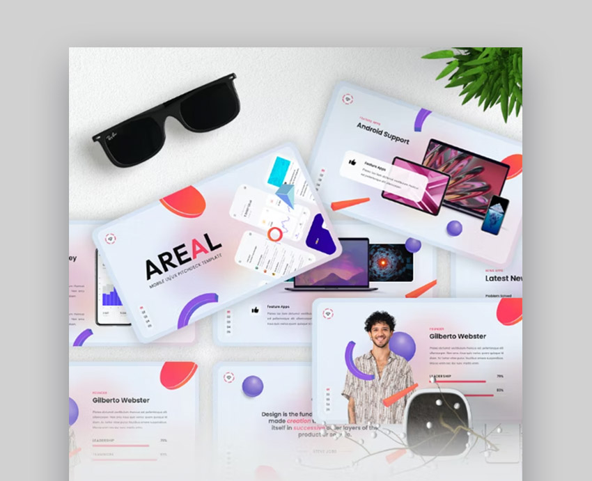 Areal - Template Keynote de presentación UI/UX de dispositivos móviles