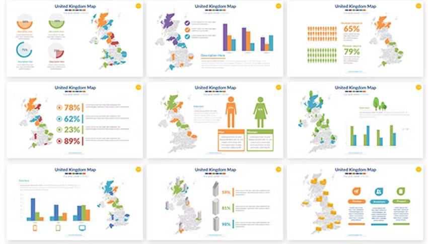 PowerPoint editierbare Karten Infografiken