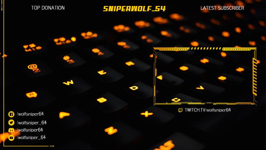 Twitch Stream Overlay Template With Gaming Keyboard Background