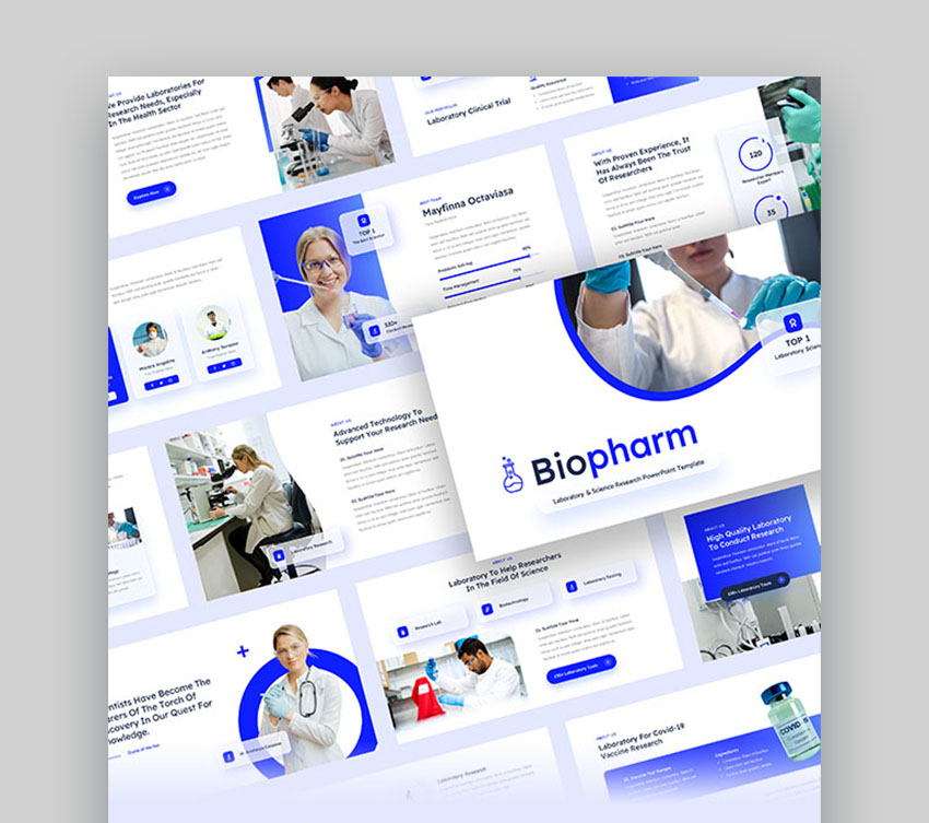 Biopharm: Plantilla PPT de proyectos de investigación científica y de laboratorio