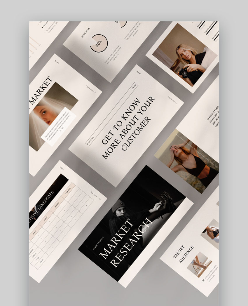 Blanc Market Research: Plantilla PPT para la presentación de un trabajo de investigación